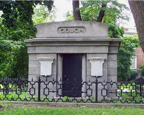 The Couch mausoleum, located near the intersection of North Avenue and Clark Street, is the last remaining original vestige of the old City Cemetery.