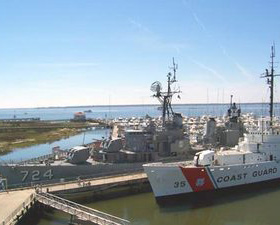 The USS Laffey (DD-724), photographed at Patriot's Point alongside the Coast Guard Cutter Ingham (WHEC-35) in 2005.