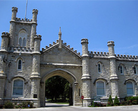 The Rosehill Cemetery entrance, designed by Water Tower architect William W. Boyington.