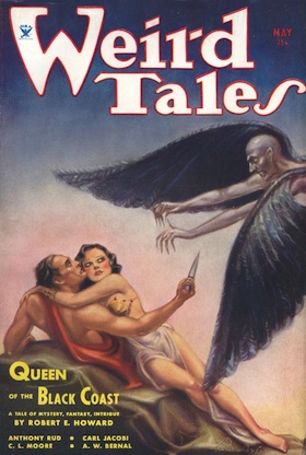 Weird Tales, May 1934 issue, featuring Robert E. Howard's Conan in Queen of the Black Coast.