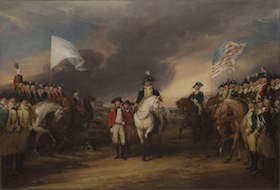 In The Surrender of Lord Cornwallis at Yorktown, artist John Trumbull depicts Benjamin Lincoln awaiting the sword of Charles O'Hara.